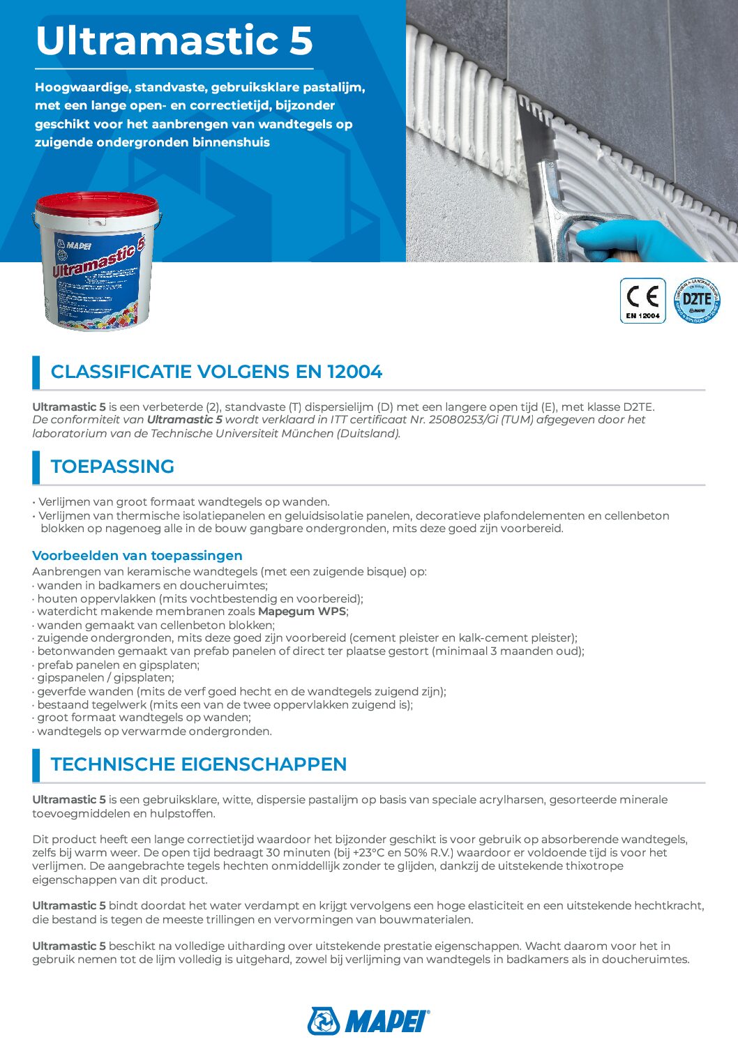 Mapei ULTRAMASTIC 16kg gebruiksklare pastalijm - Afbeelding 2