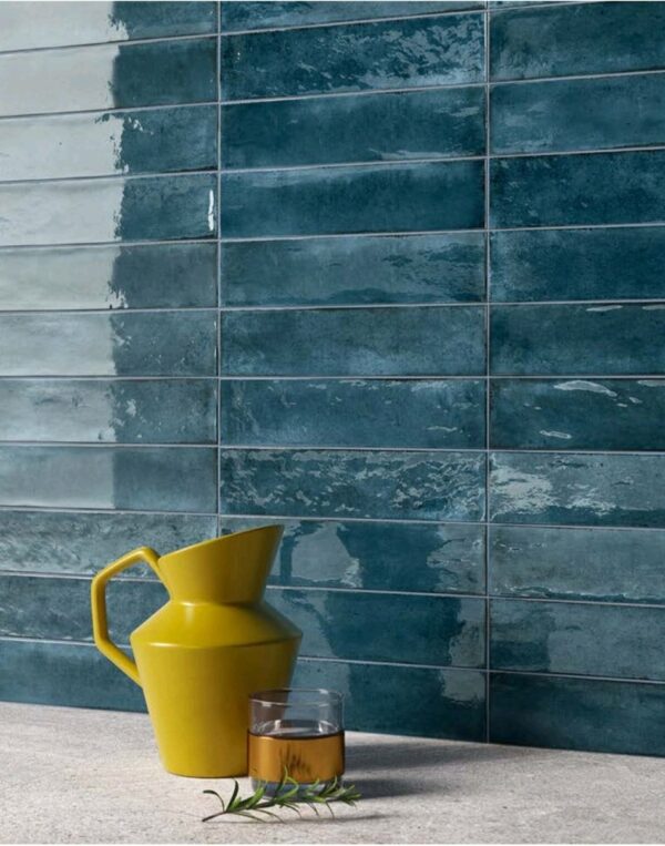 FUSION tegel 6X25 cm - Blauw glans