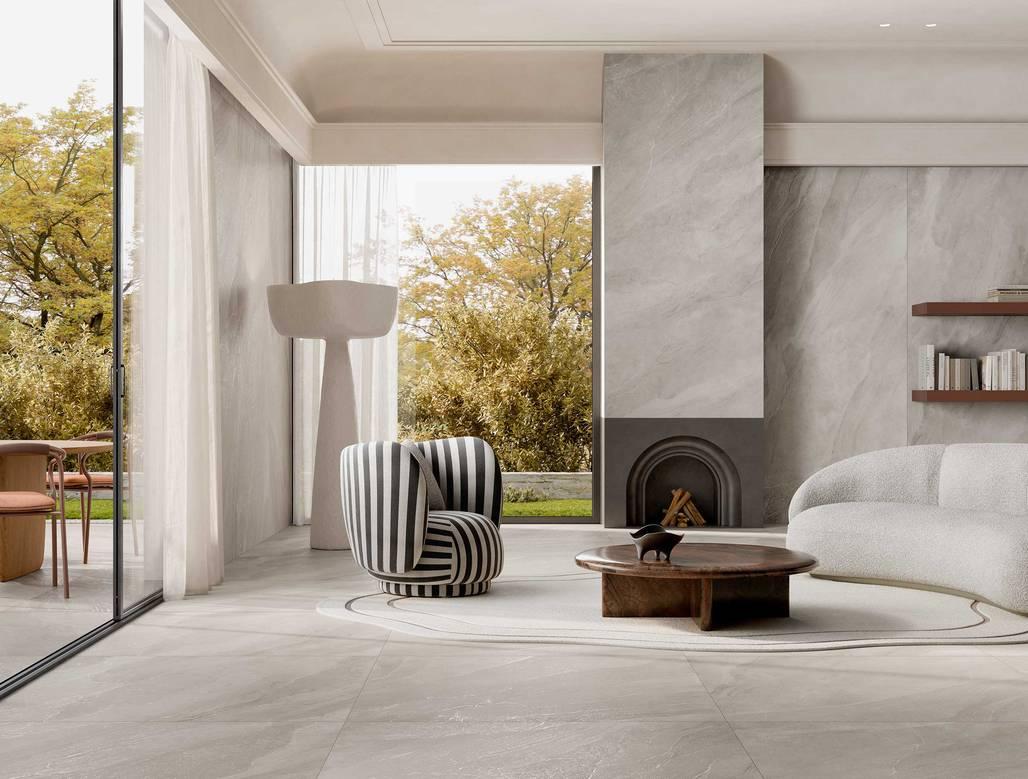 Fondovalle SLATEN STONE tegel 120x120 cm - Concrete grijs mat sfeerbeeld
