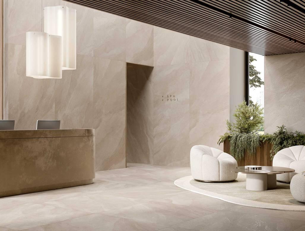 Fondovalle SLATEN STONE tegel 60x60 cm - Beige mat sfeerbeeld
